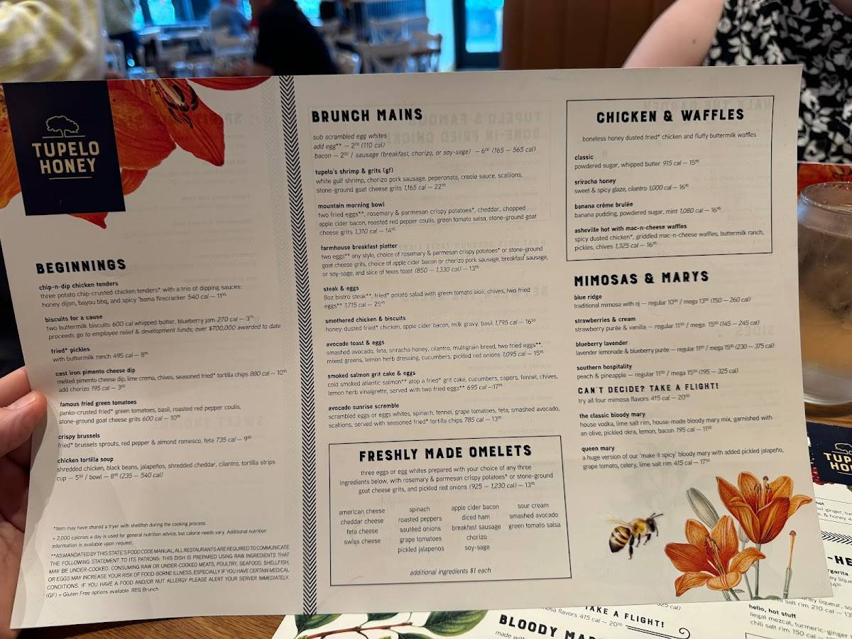 Menu at Tupelo Honey Southern Kitchen & Bar, Milwaukee