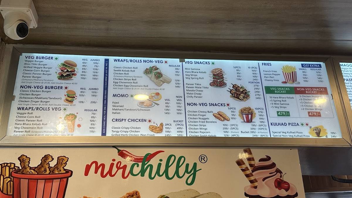 Mirchilly - Cafe, Fast Food In Shimla menu