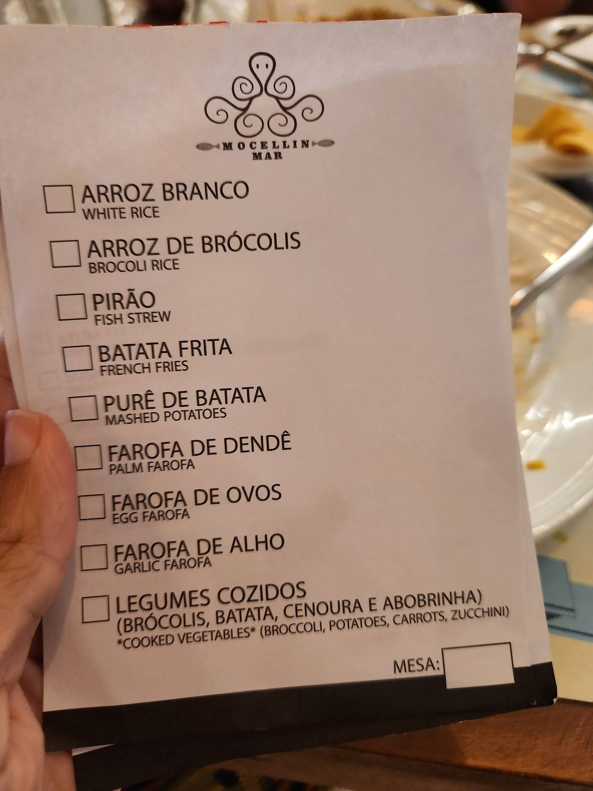 Mocellin Mar cardápio