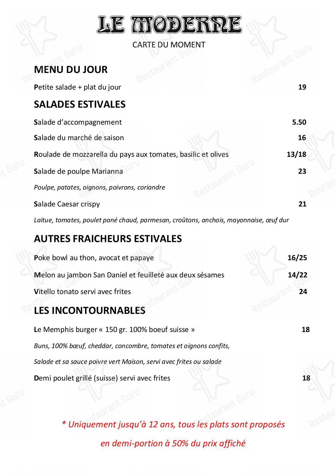 Menu di Le Moderne - Catering Menu