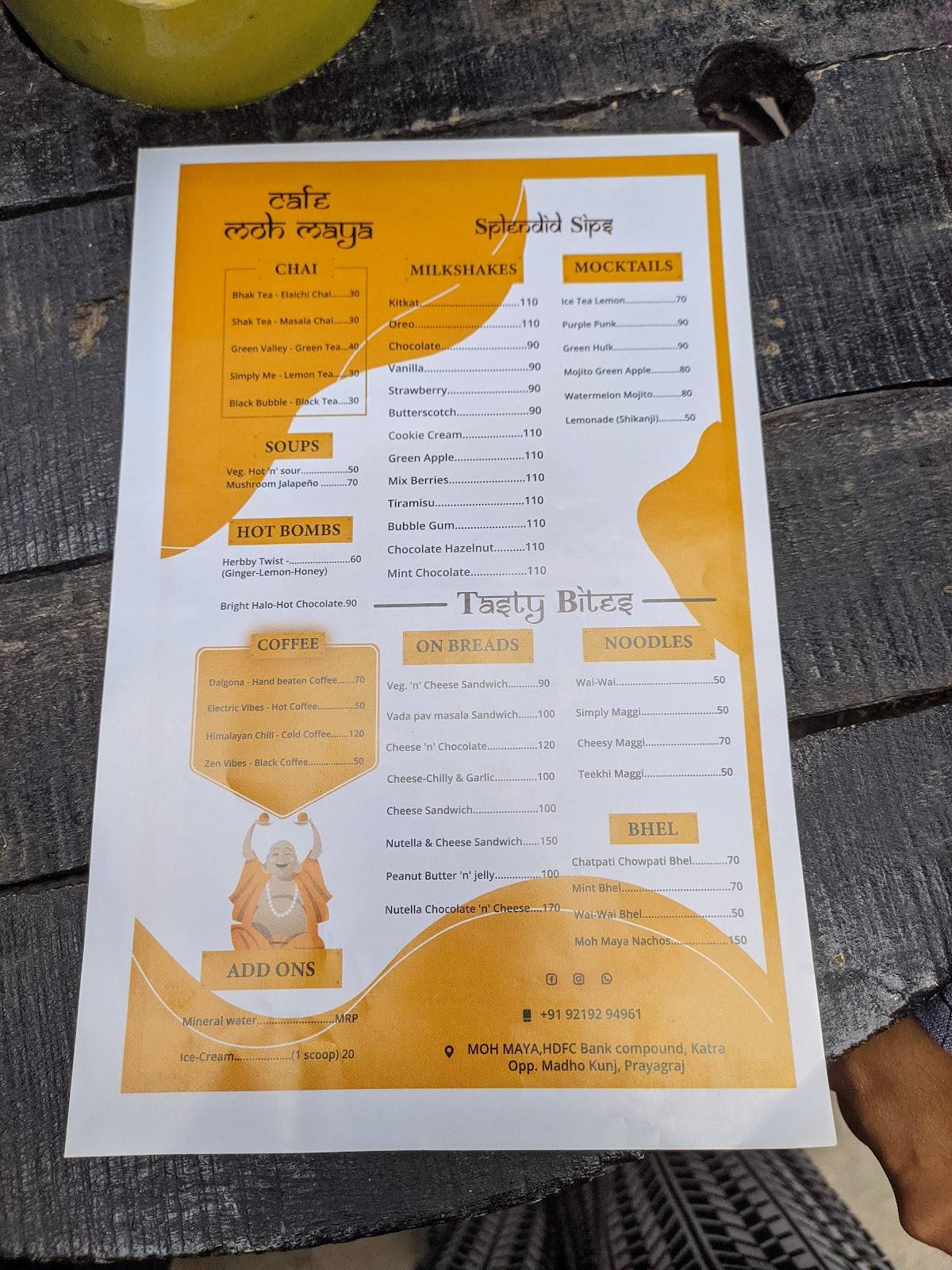 Moh Maya menu