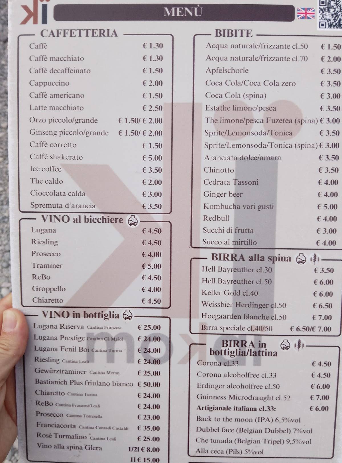 Menu de Mokai Beach