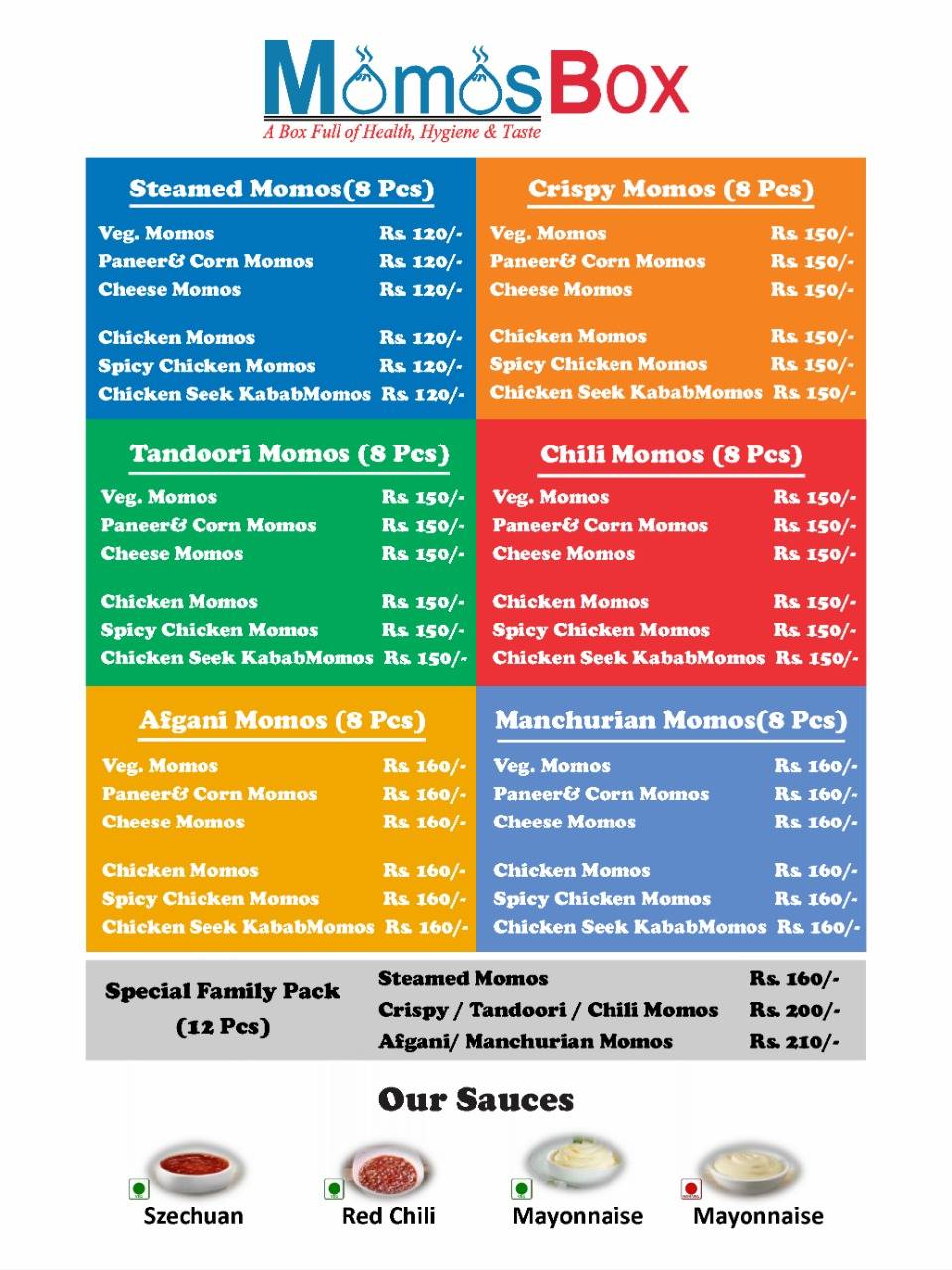 Momos Box menu