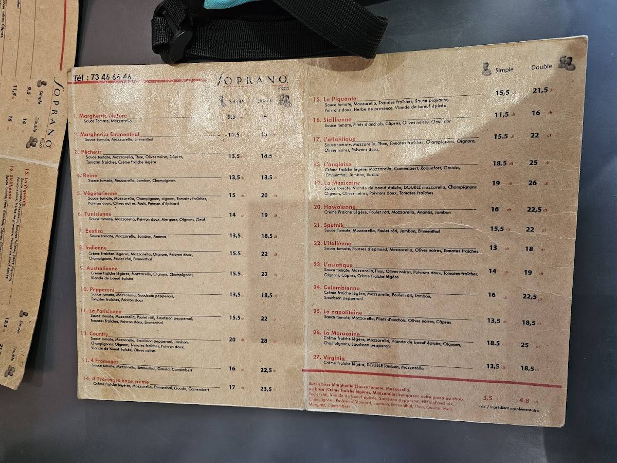 Menu de Soprano