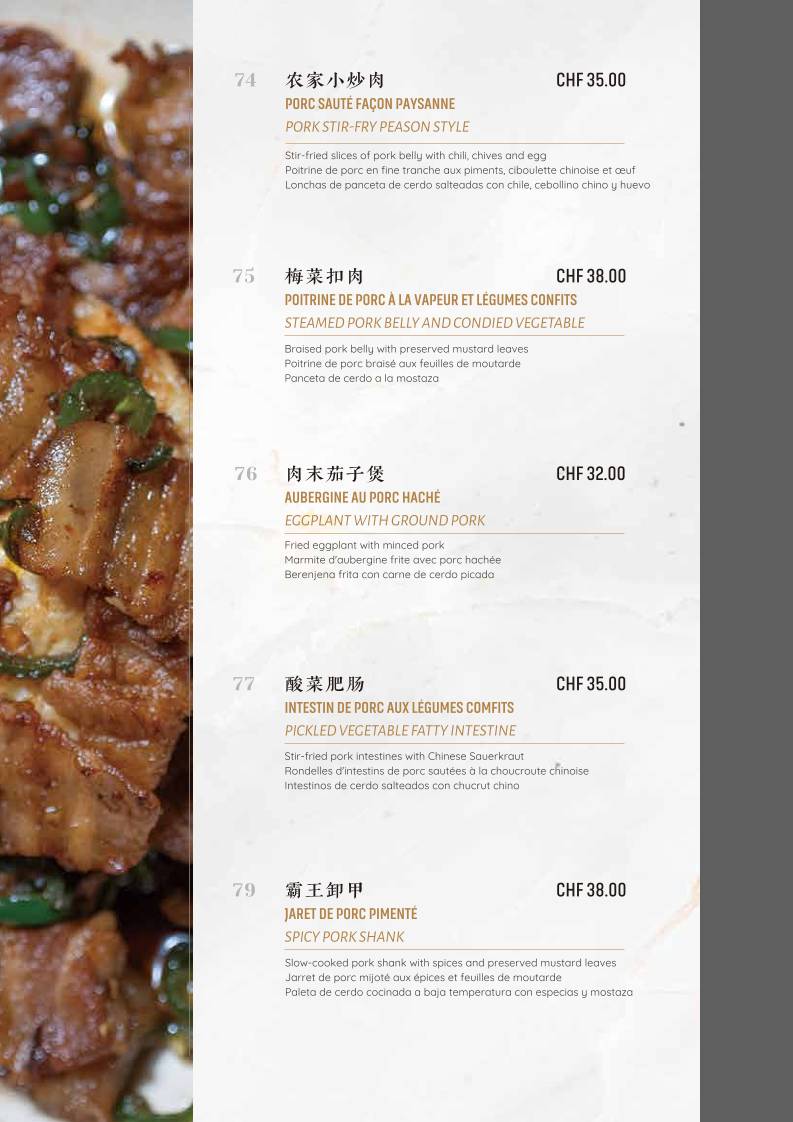 Menu di Mont Blanc 7 - Restaurant Chinois 