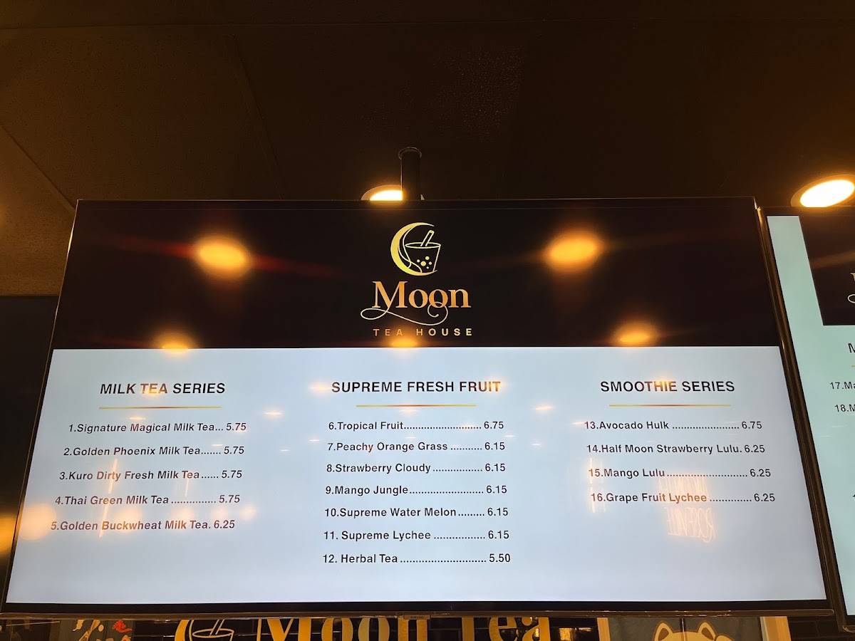 Menu at Moon Tea House, Roseville