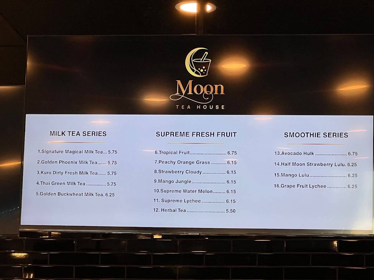 Menu at Moon Tea House, Roseville