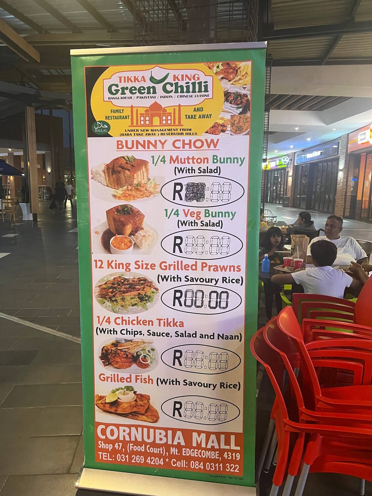 Menu at Green Chilli restaurant, Mount