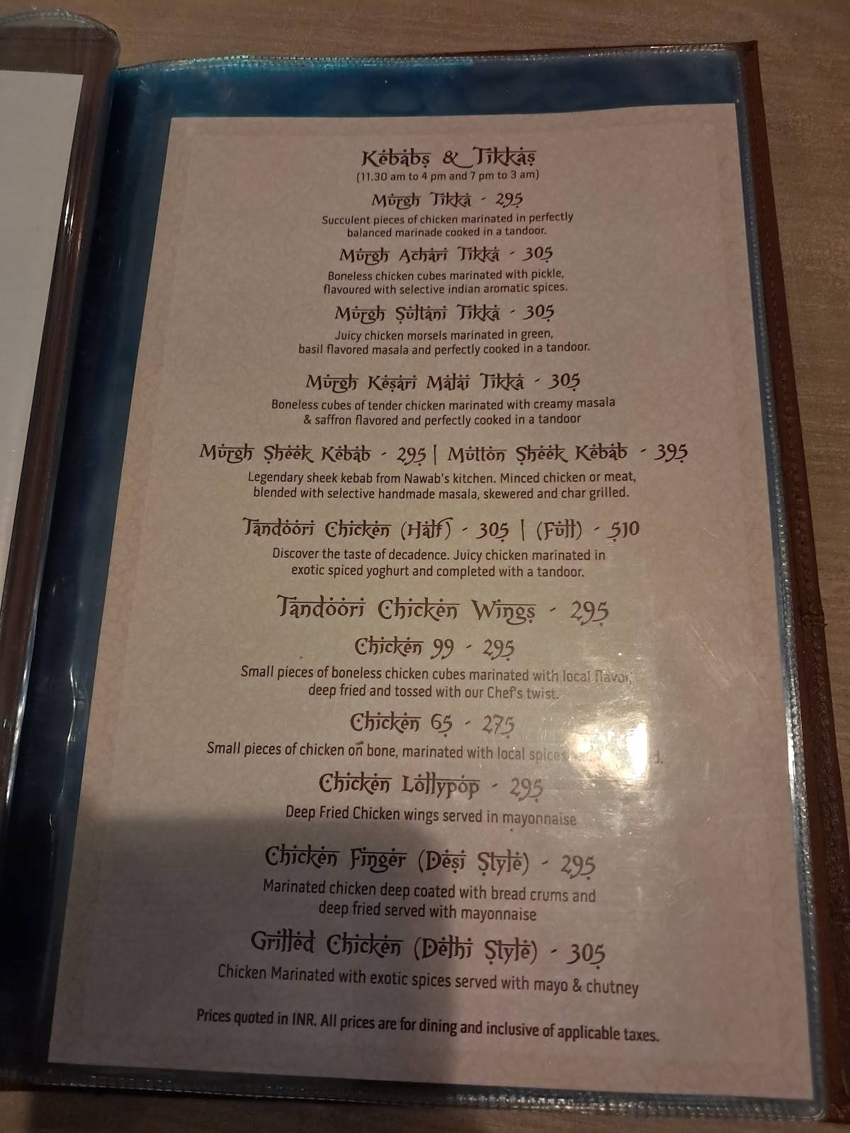 Mount Road Bilal at ECR menu