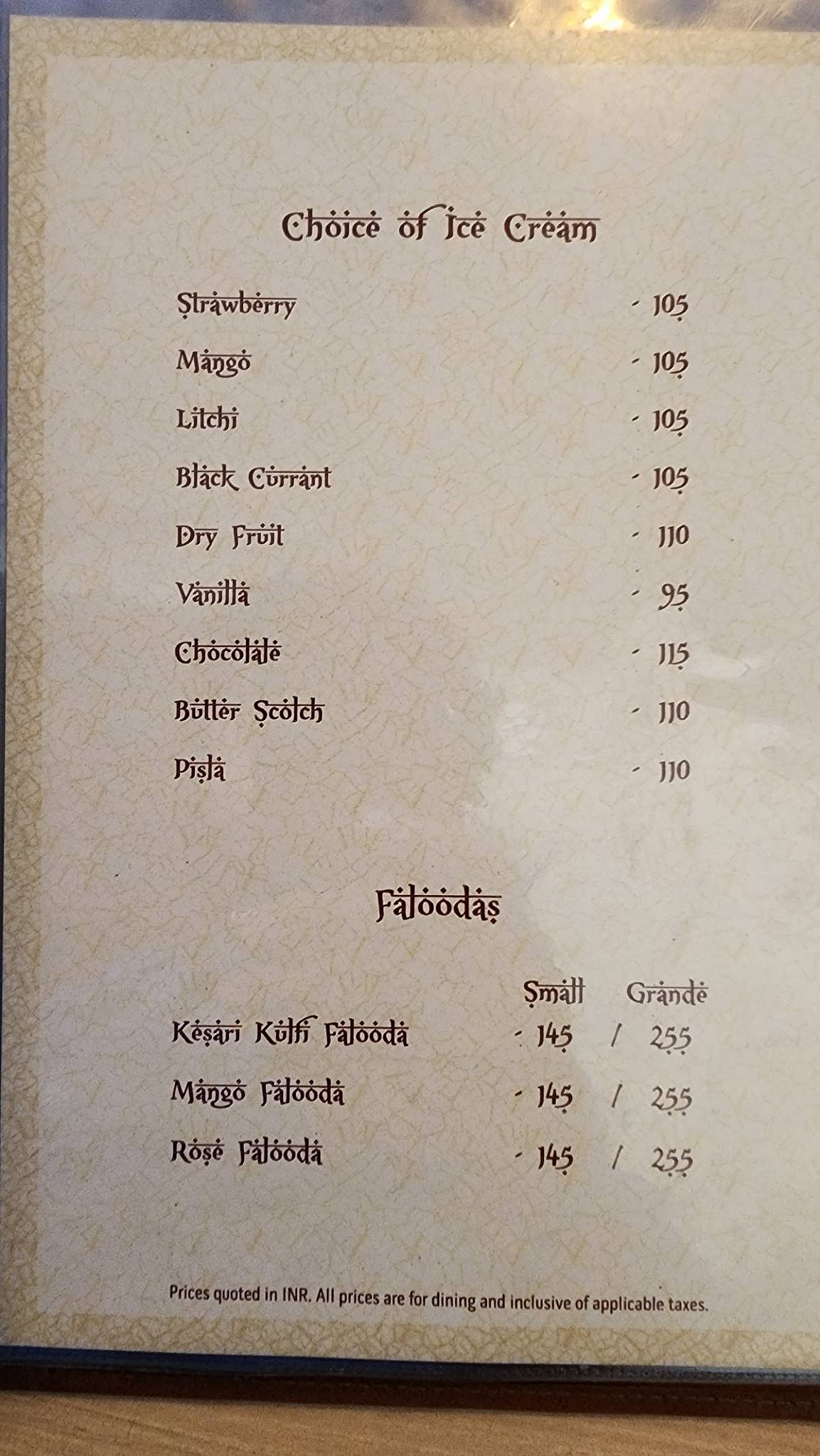 Mount Road Bilal at ECR menu