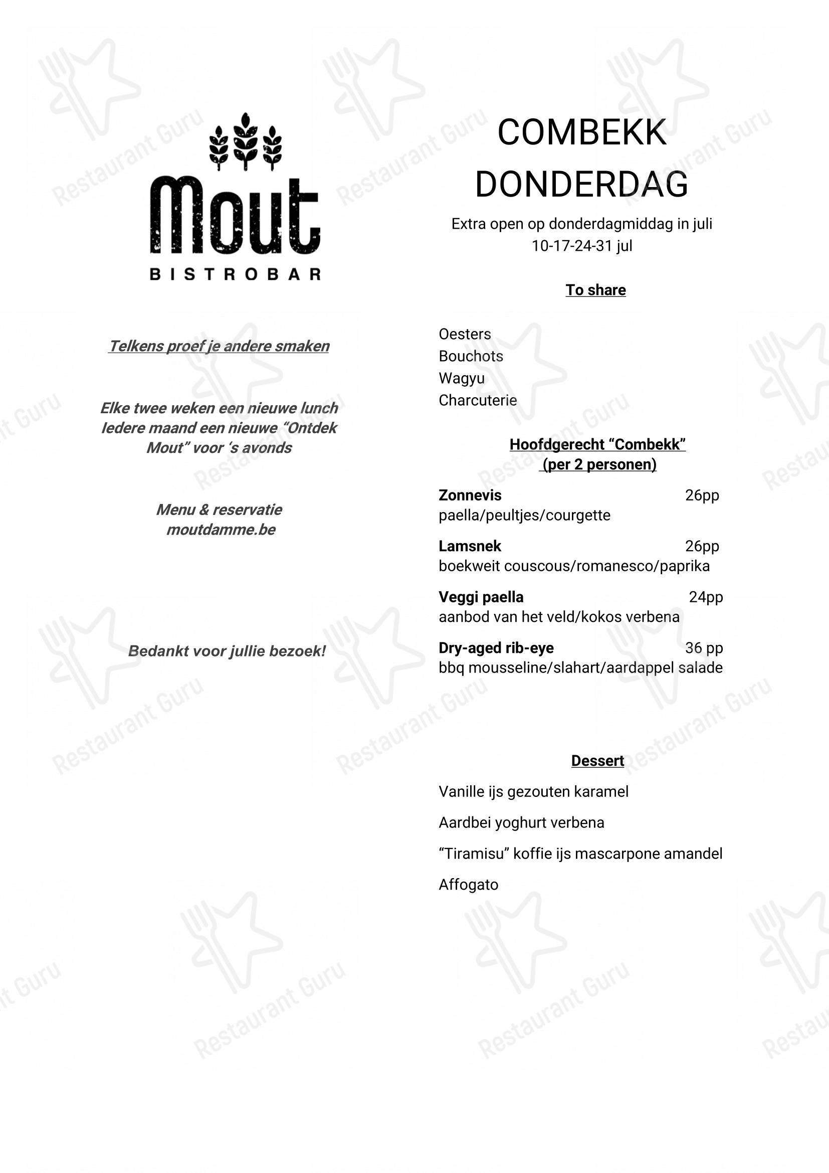 Dinner Menu pour Mout dans Damme