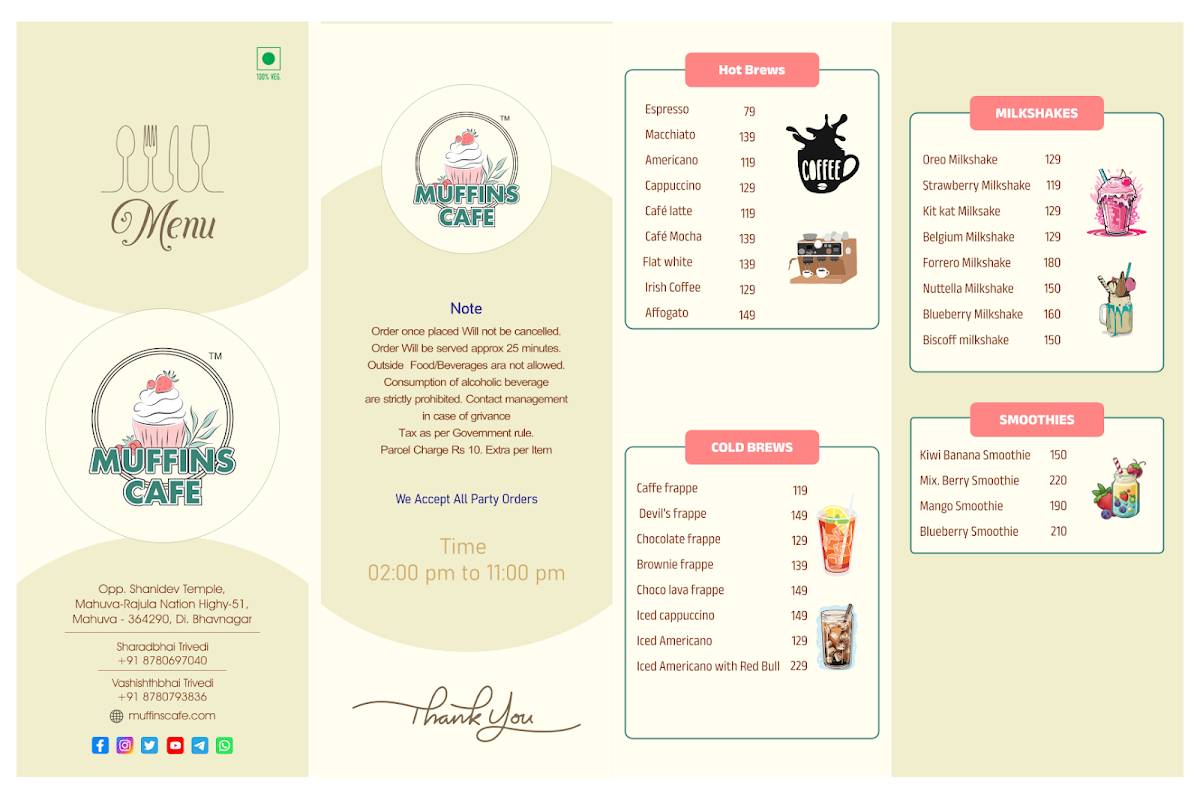 Muffins Cafe menu