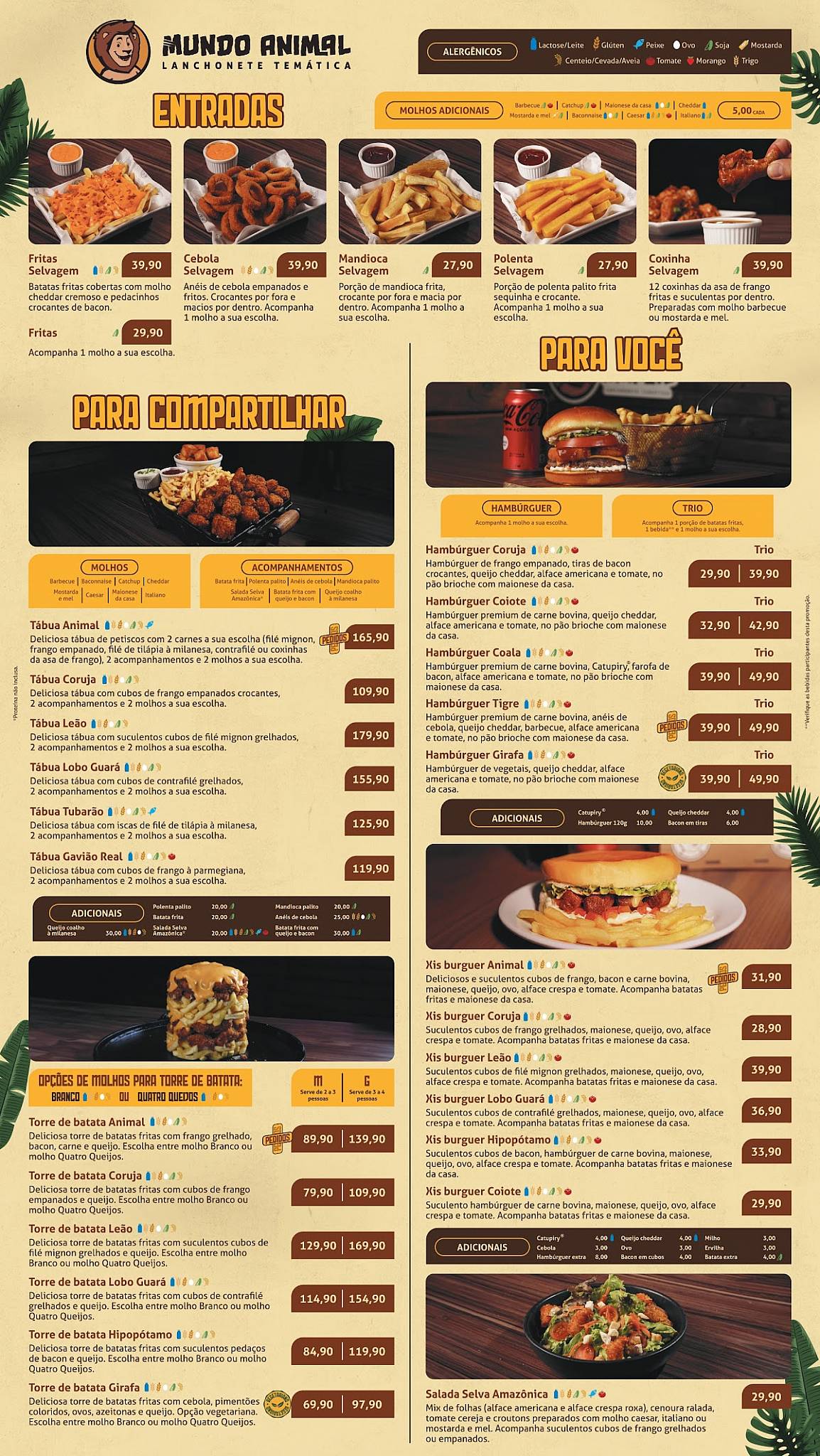 Mundo Animal Lanchonete Temática Contagem - Comidas e Bebidas cardápio