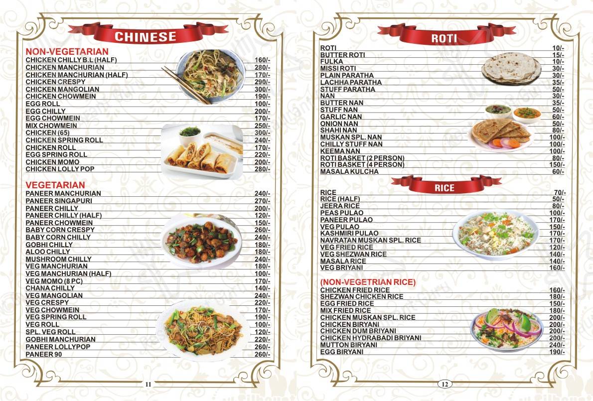 Muskan Resturant & Fun menu