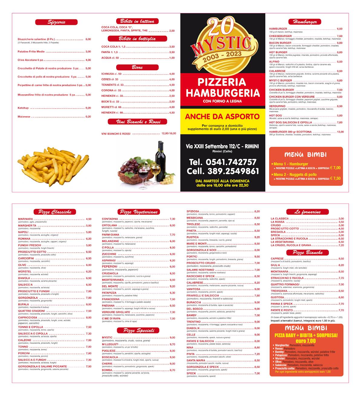 Menu di Mystic Pizza 