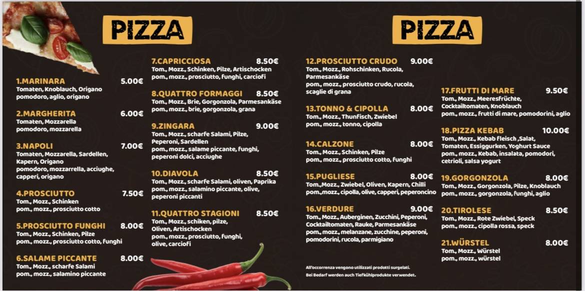 Menu de NEW 17