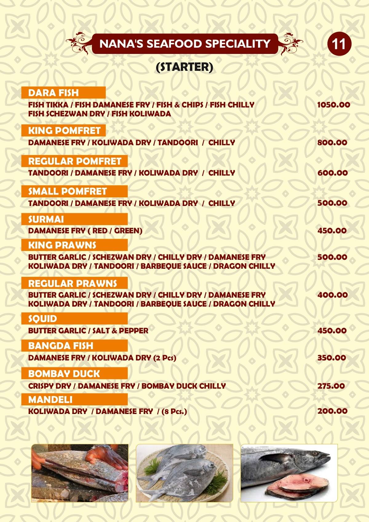 Nana's Restaurant menu