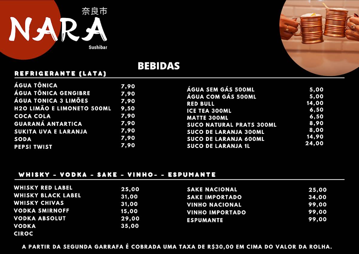 Nara Sushibar Restaurante Japonês Barra da Tijuca Downtown cardápio
