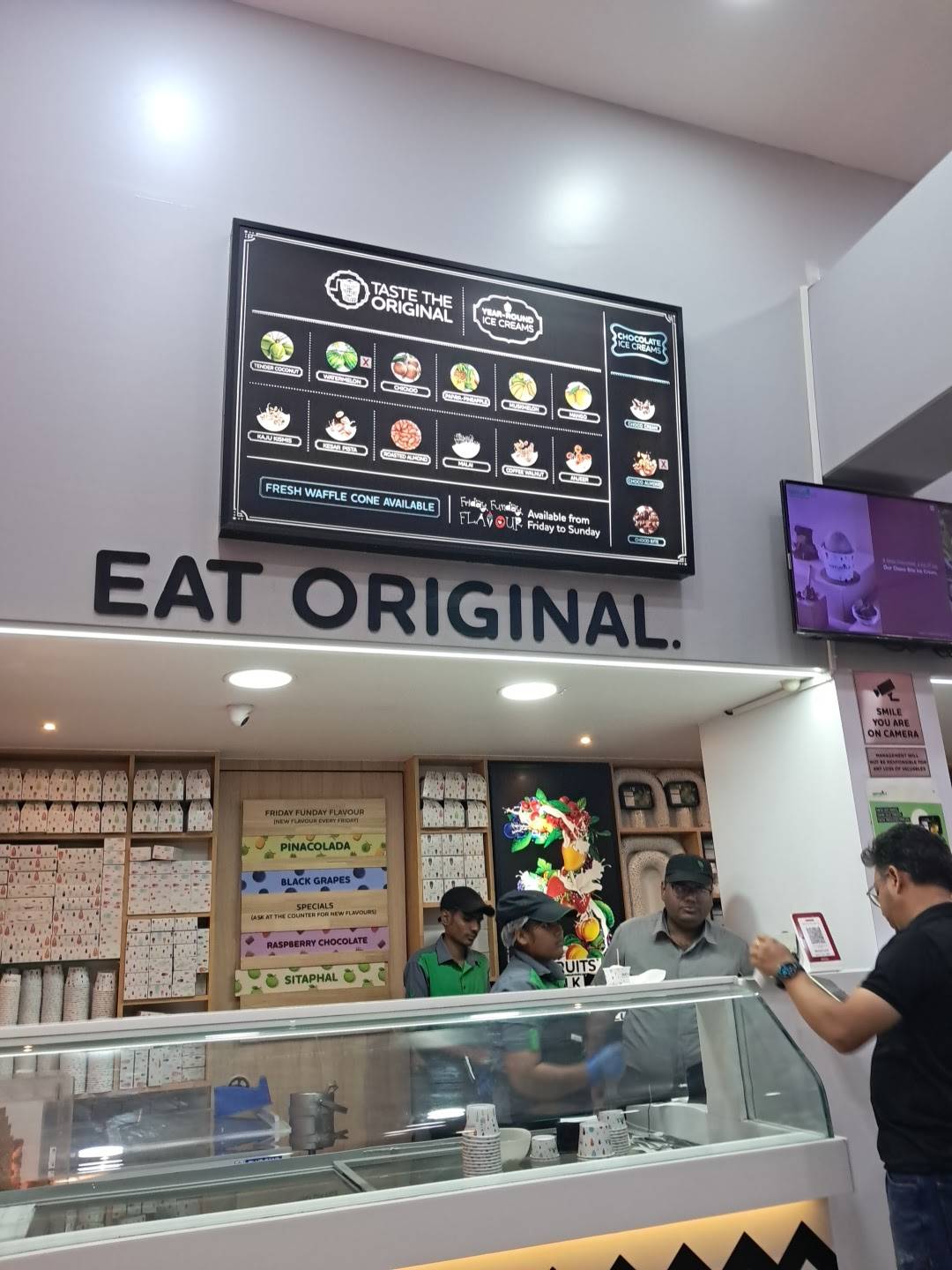 Naturals Ice Cream menu
