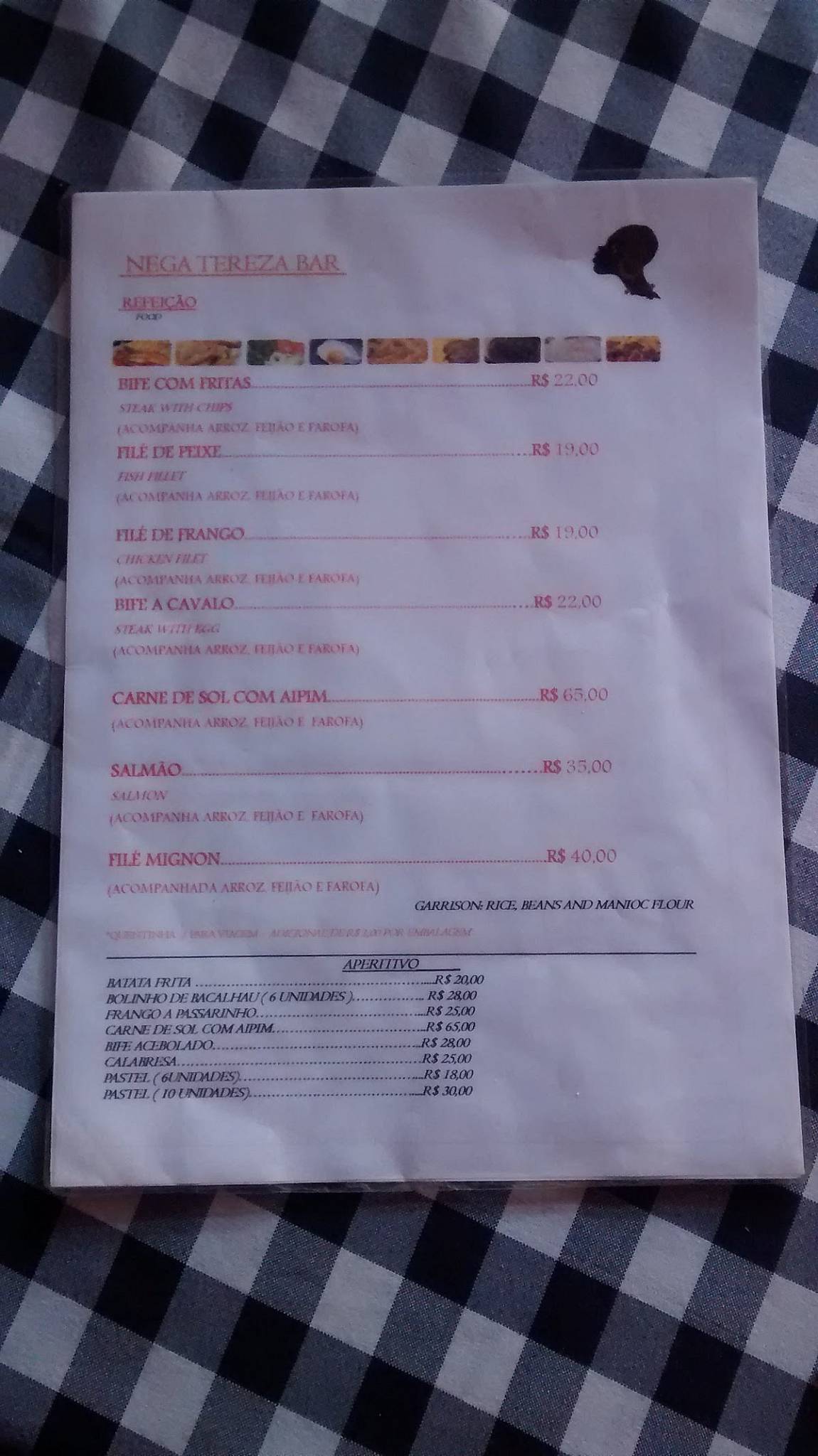 Nega Tereza Bar cardápio