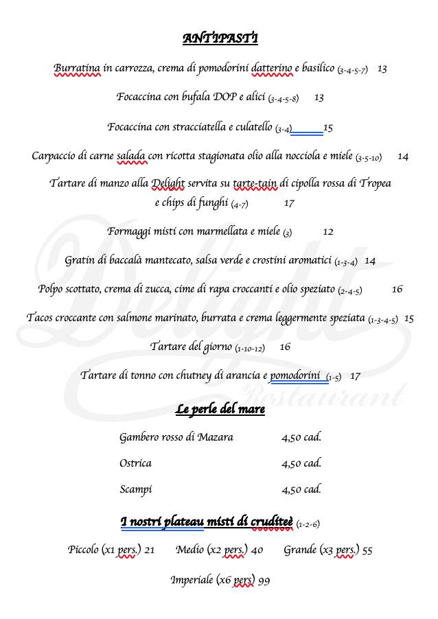Menu di Delight Restaurant 