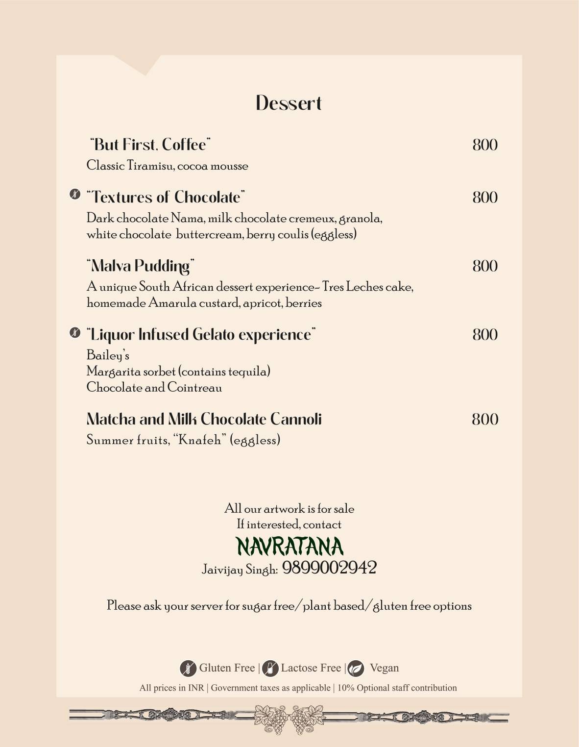 Mesa Lodhi menu