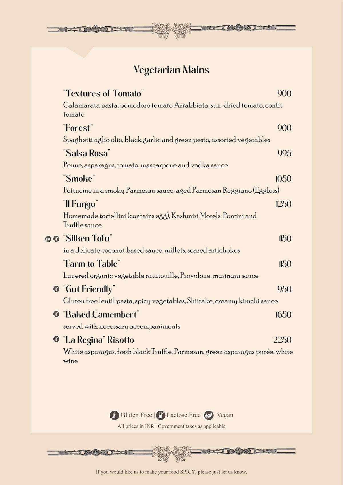 Mesa Lodhi menu