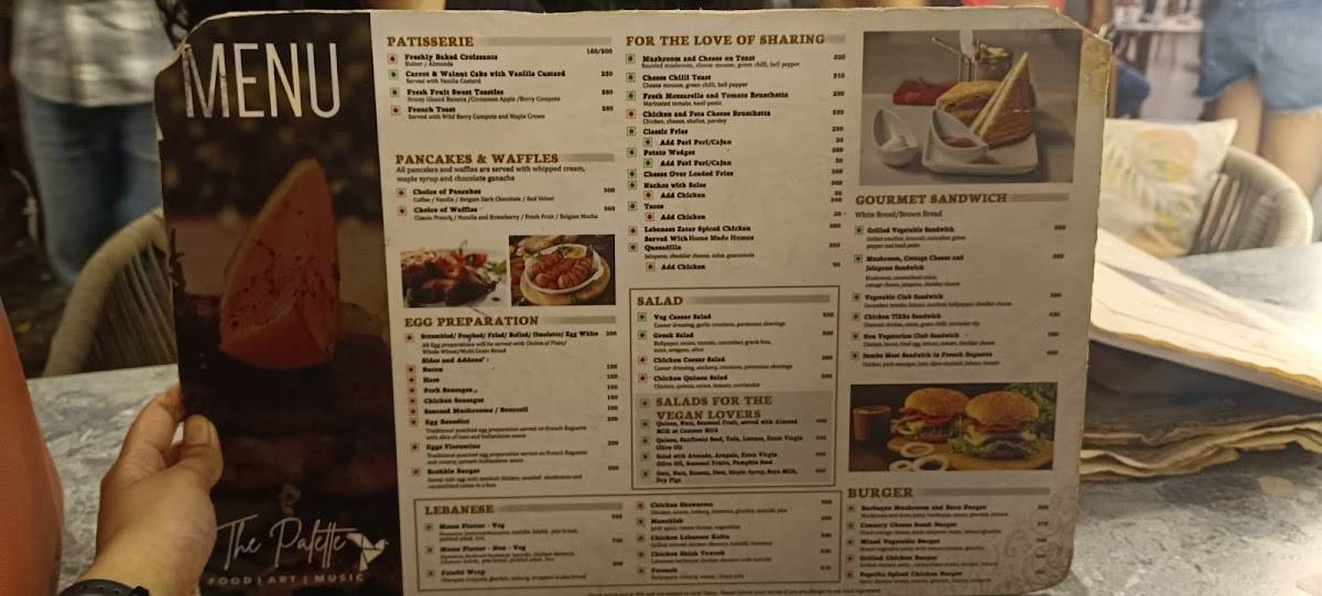 Menu at The Palette Cafe, New Delhi