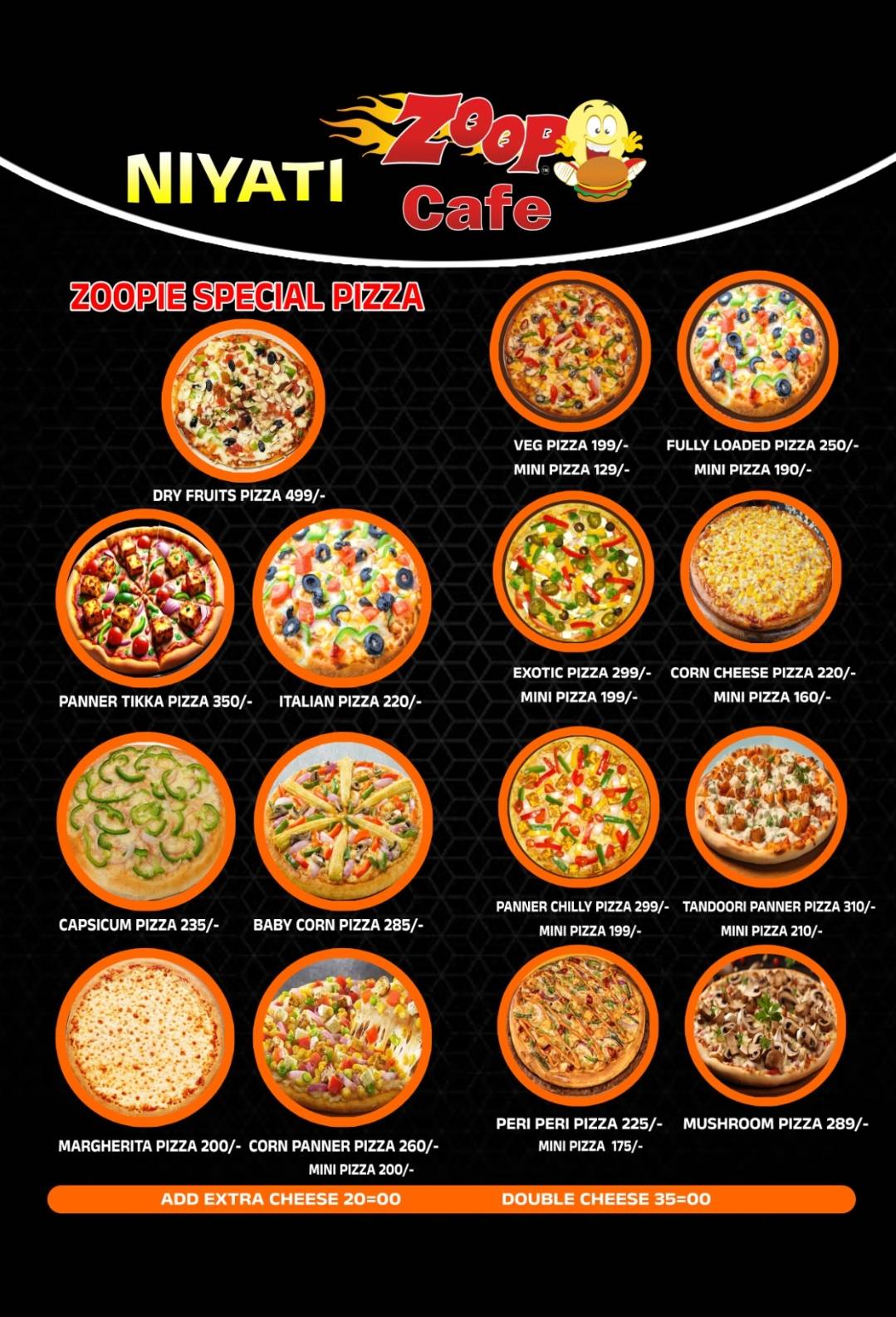 Niyati Zoop cafe menu