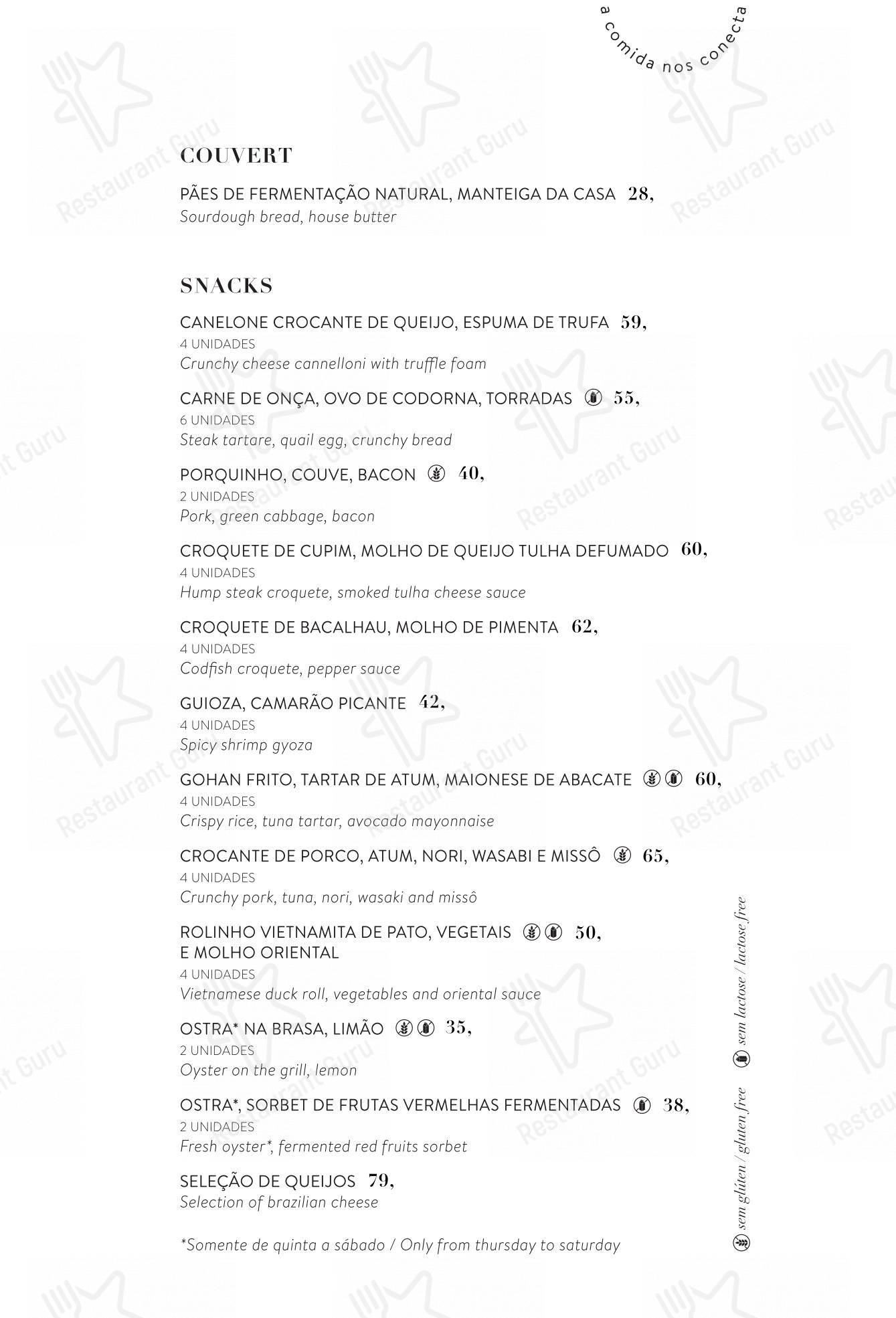 Nomade Restaurante (Nomaa Hotel) em Curitiba - Основное меню