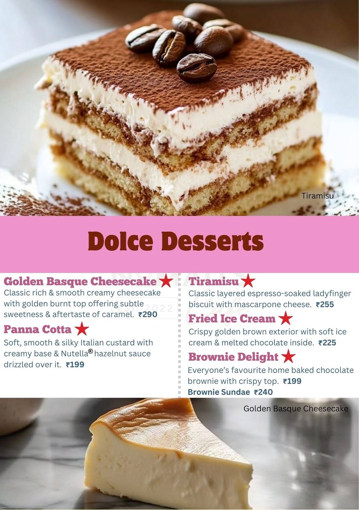 Nomad's Cafe menu
