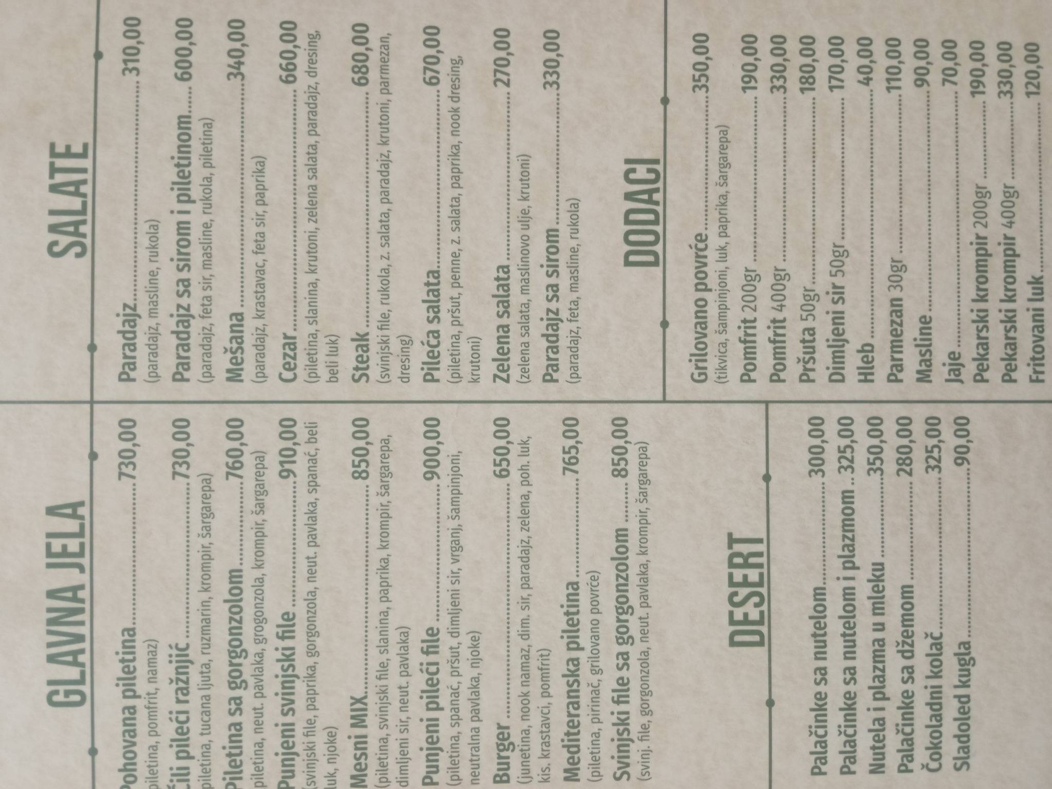 Menu de Nook