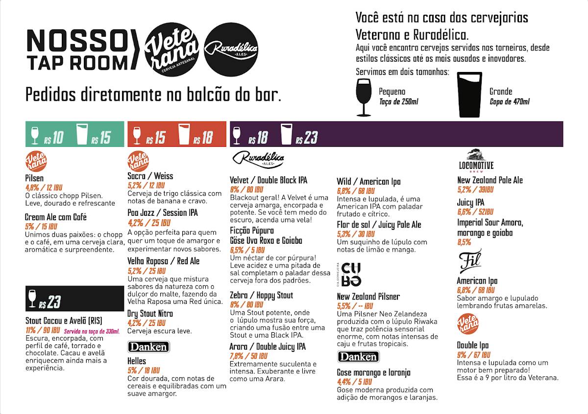 Nosso Tap Room cardápio