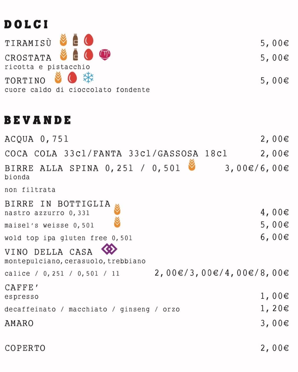 Menu di NovantaGradi Arrosticini 