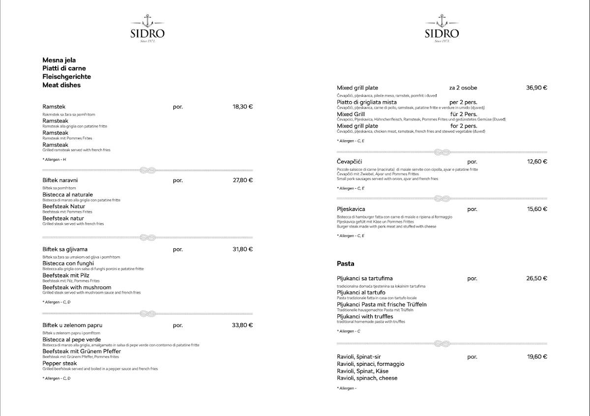 Menu di Sidro 