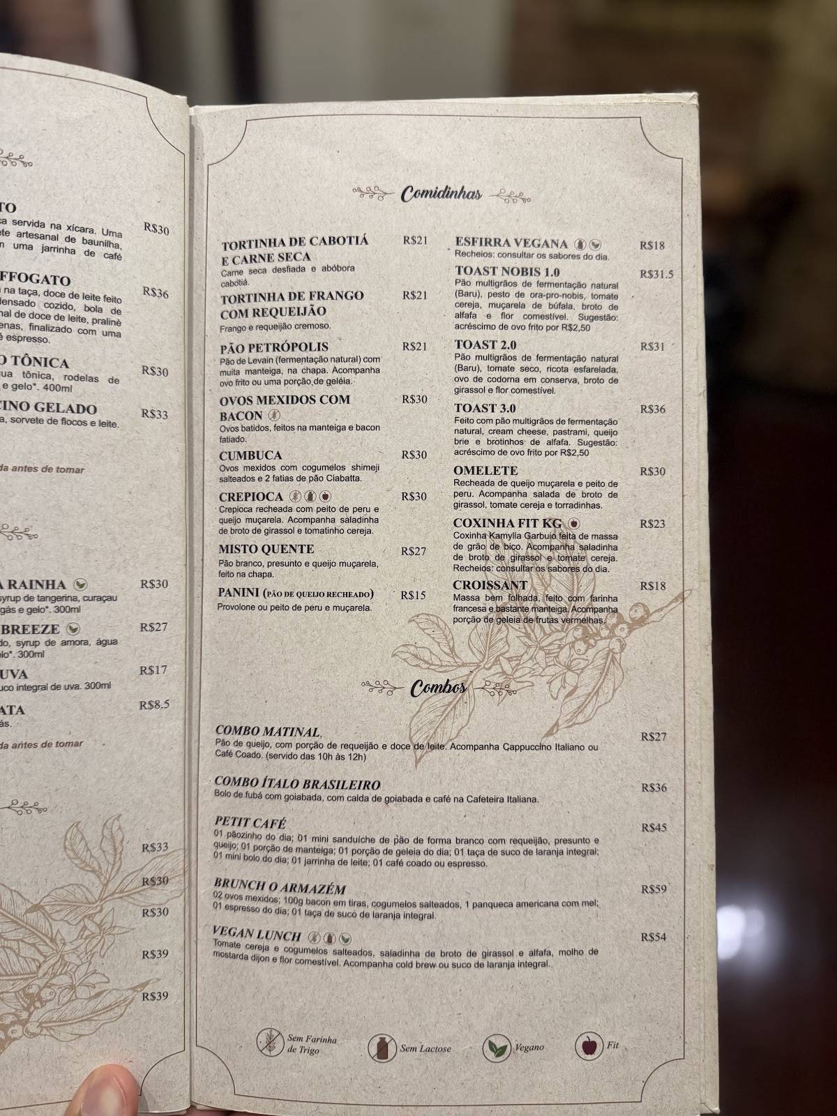 O Armazém Café cardápio