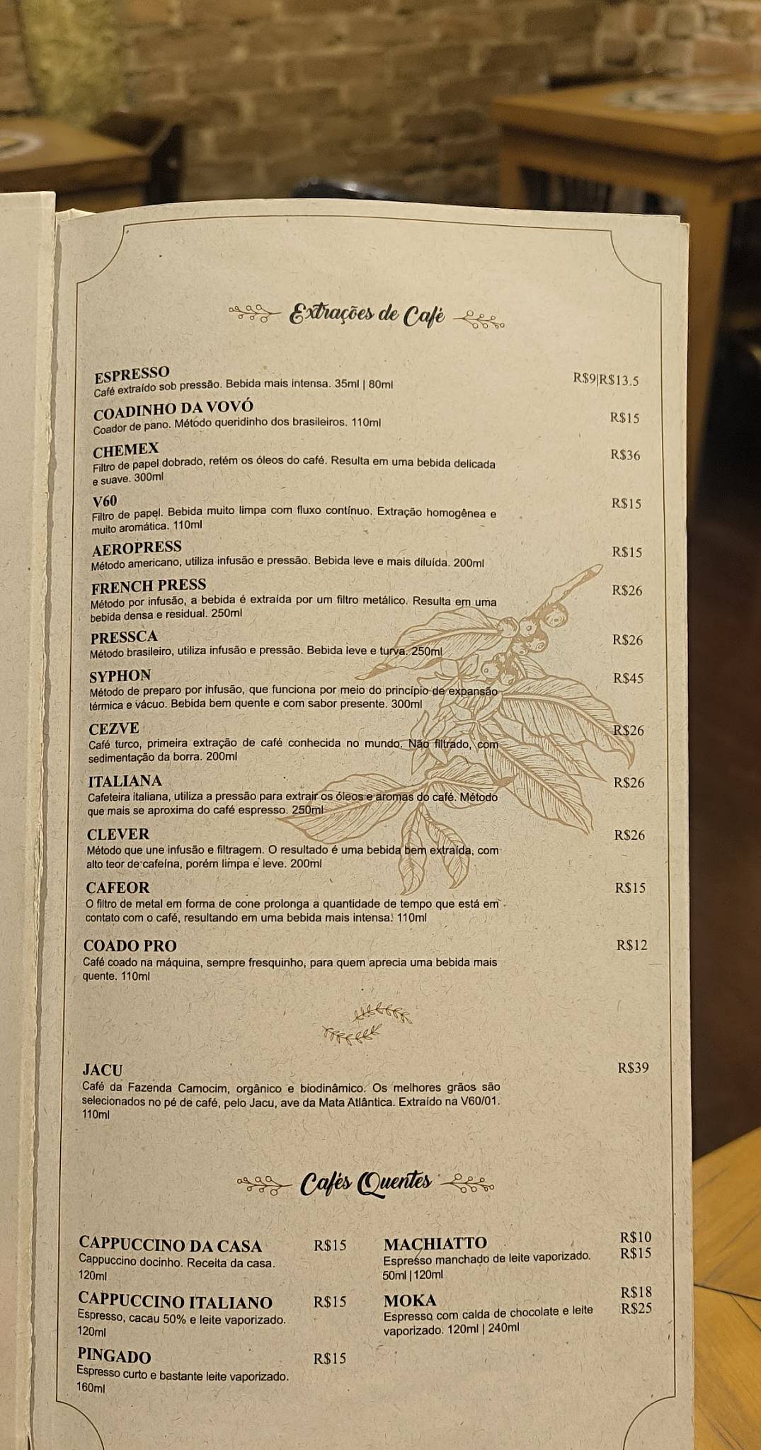 O Armazém Café cardápio