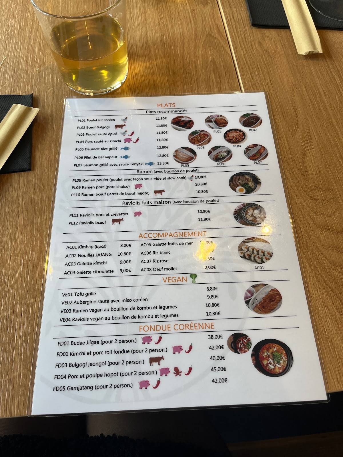 Menu de OPPA CANTINE