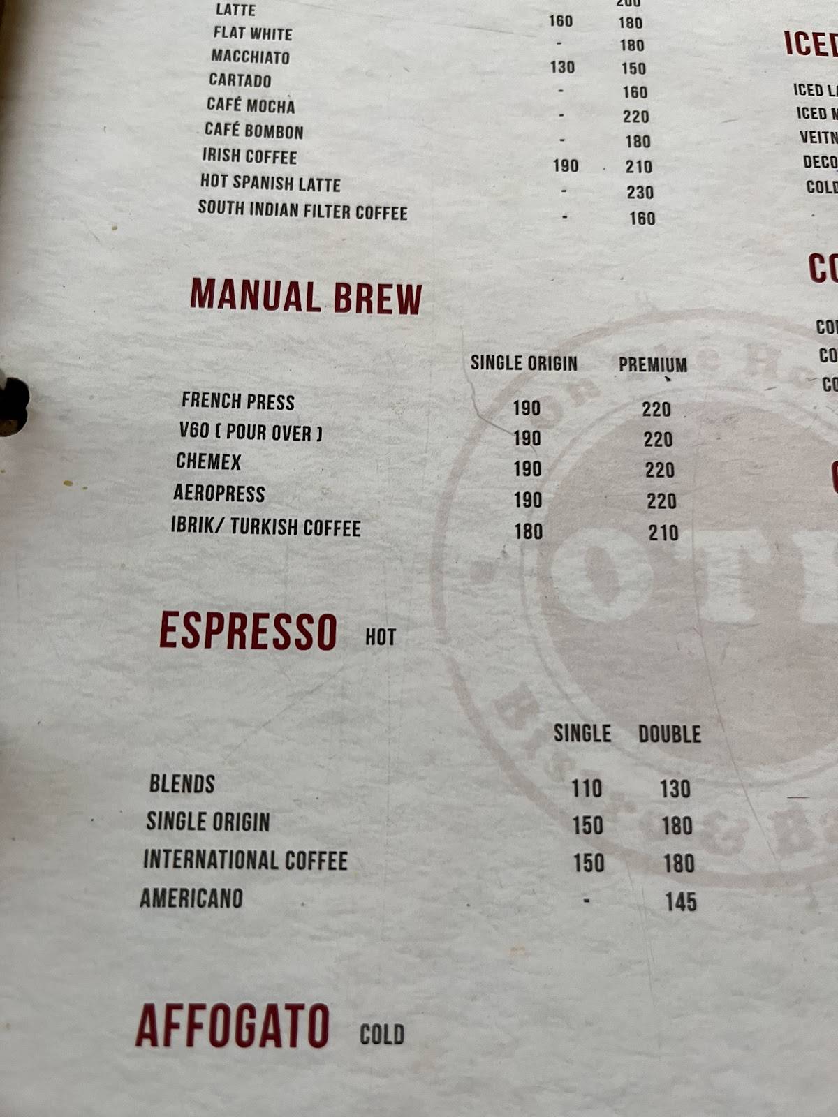 OTH Bistro & Bakers menu