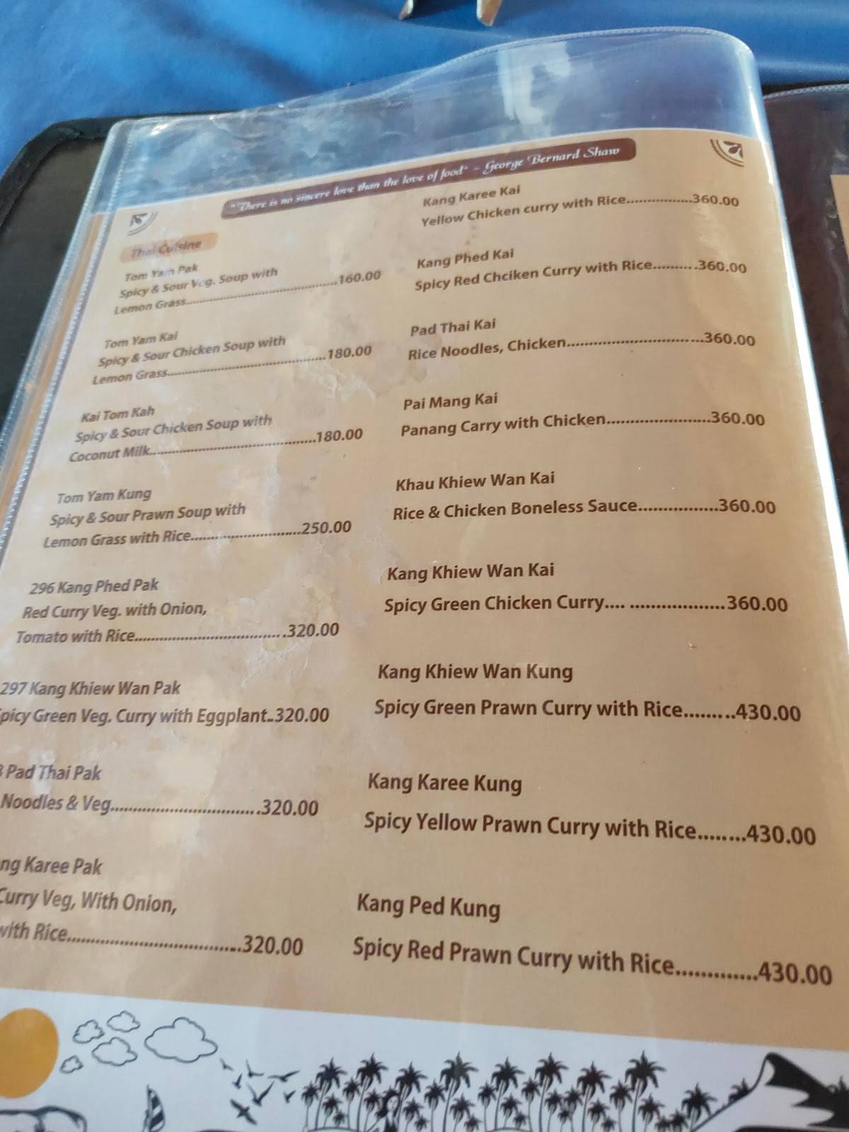 Oasis cafe Anjuna menu