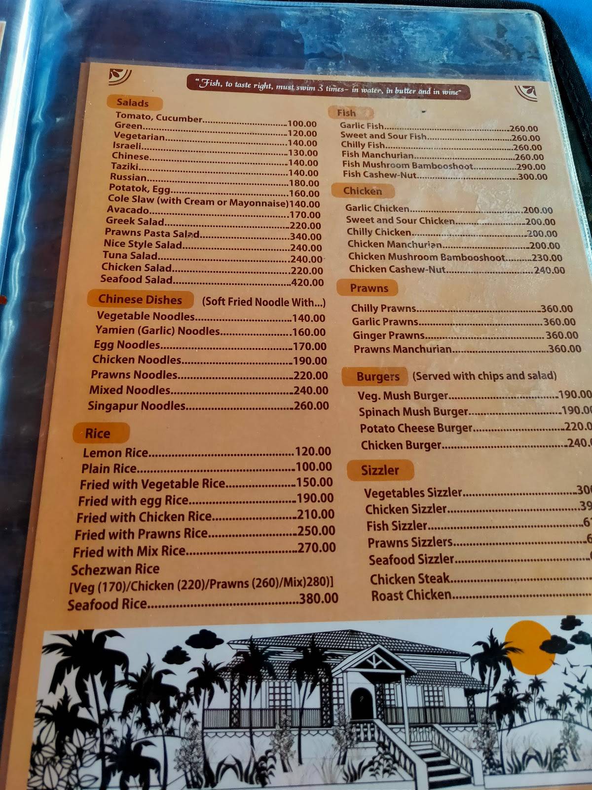 Oasis cafe Anjuna menu