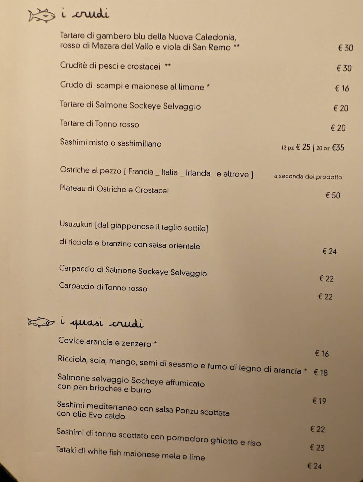 Menu di Oinos Ristorante