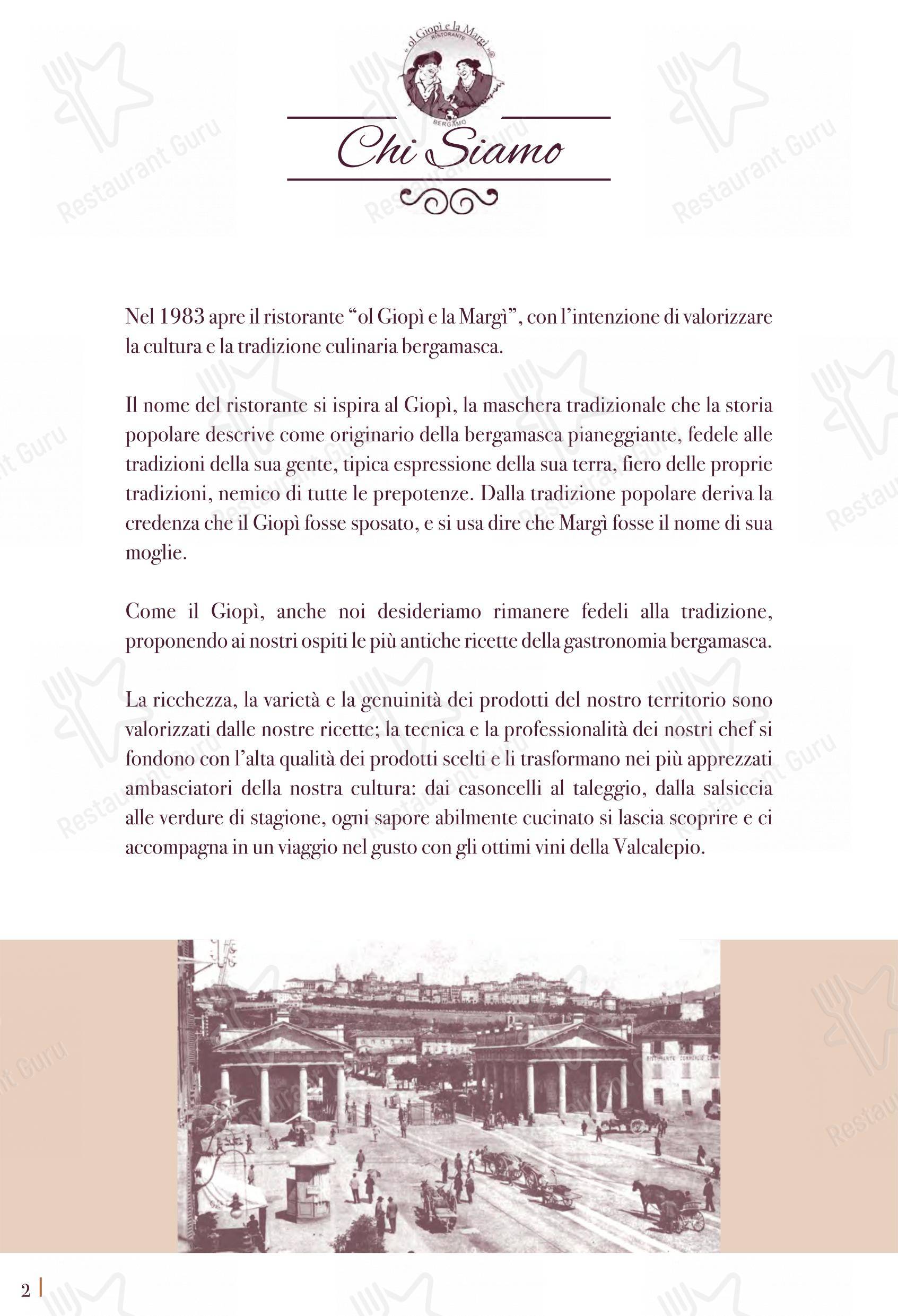 Menu di Ol Giopì e la Margi ristorante tipico bergamasco - Menu