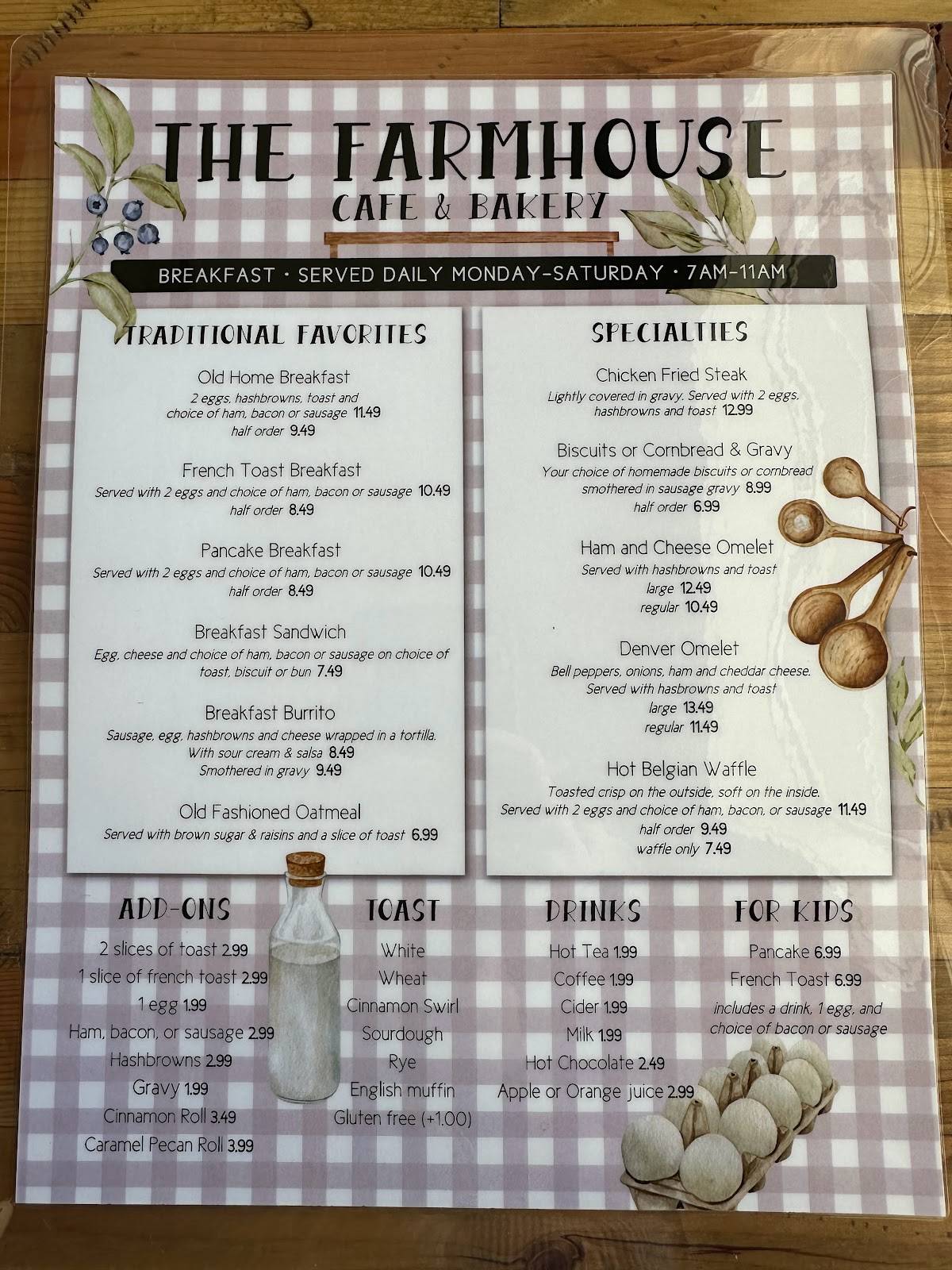 Menu at Old Home Cooking restaurant, Buhl