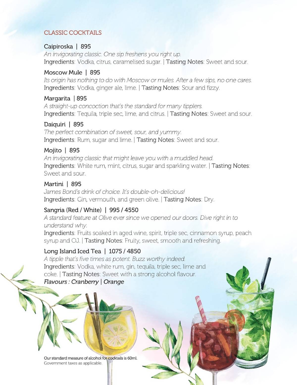 Olive Bistro & Bar menu