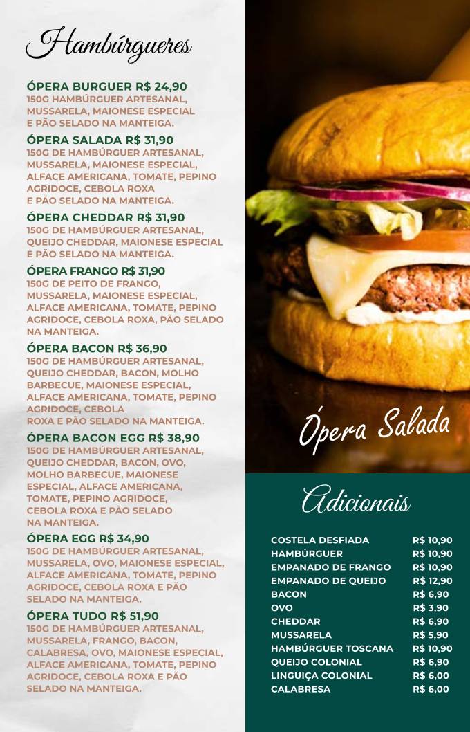Ópera Café cardápio