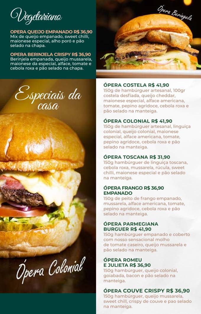 Ópera Café cardápio