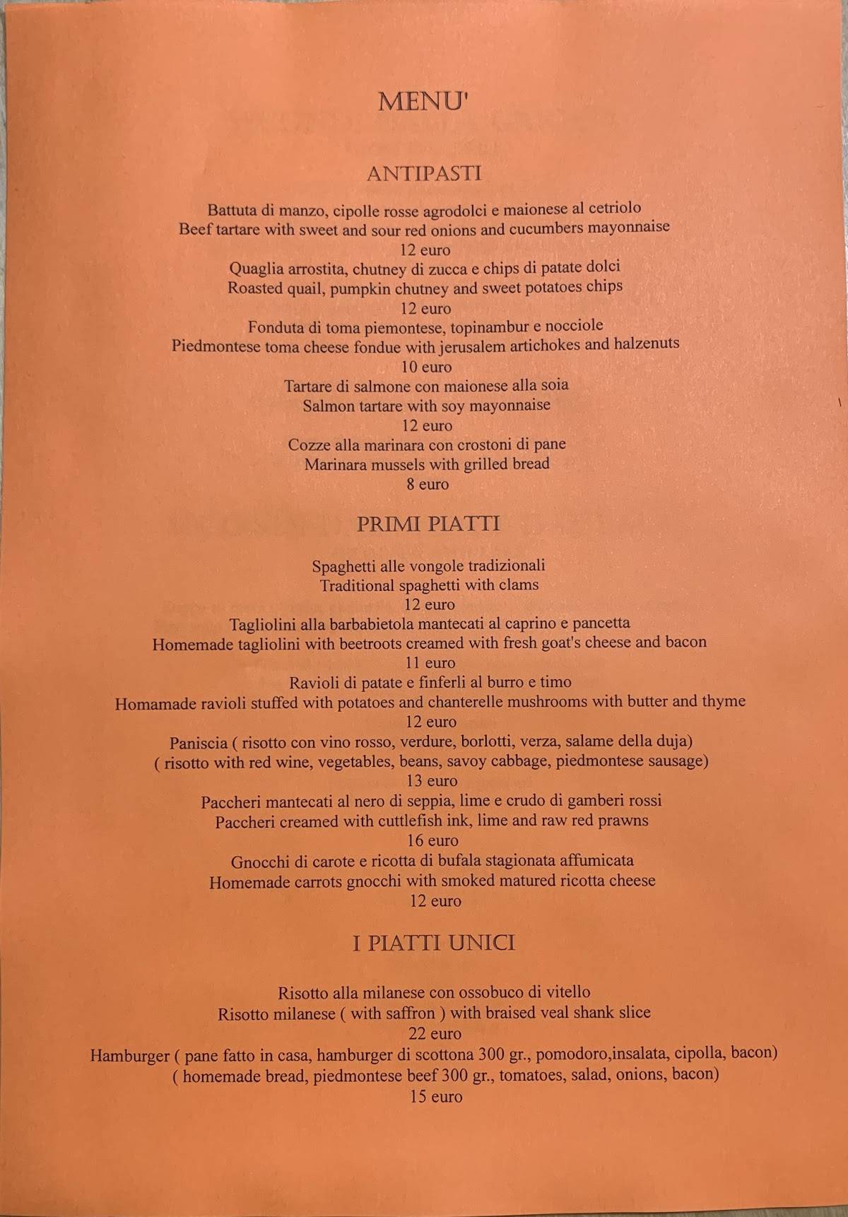 Menu di Orient Express Pizzeria Ristorante 