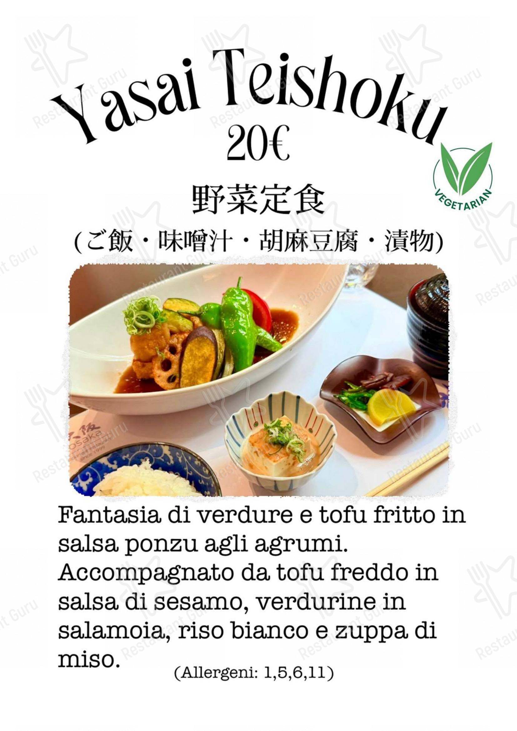 Menu per Osaka ristorante