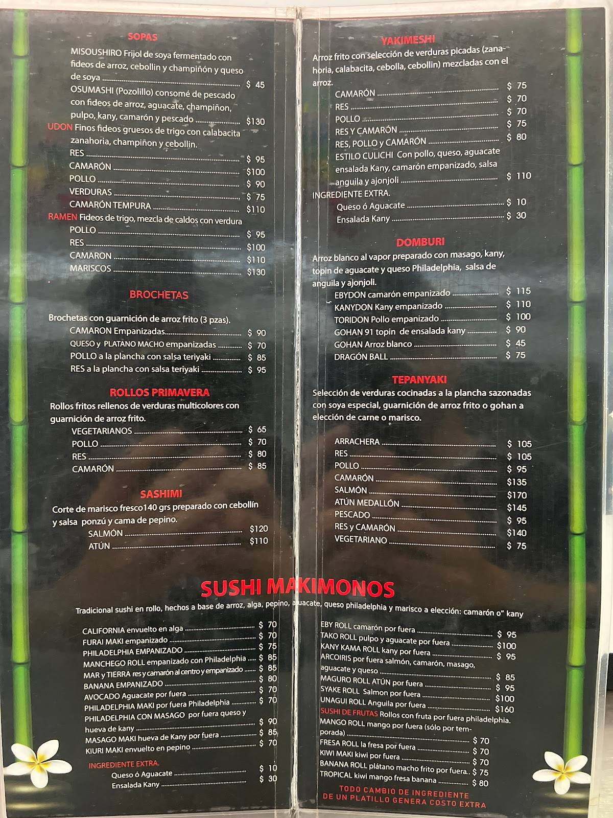 Menu At Oso Maki Restaurant Guadalajara